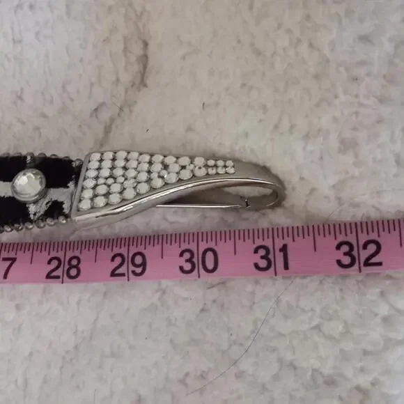 B.B.SIMON Rhinestone Cowhide Leather Pony Hair Belt Size SMALL